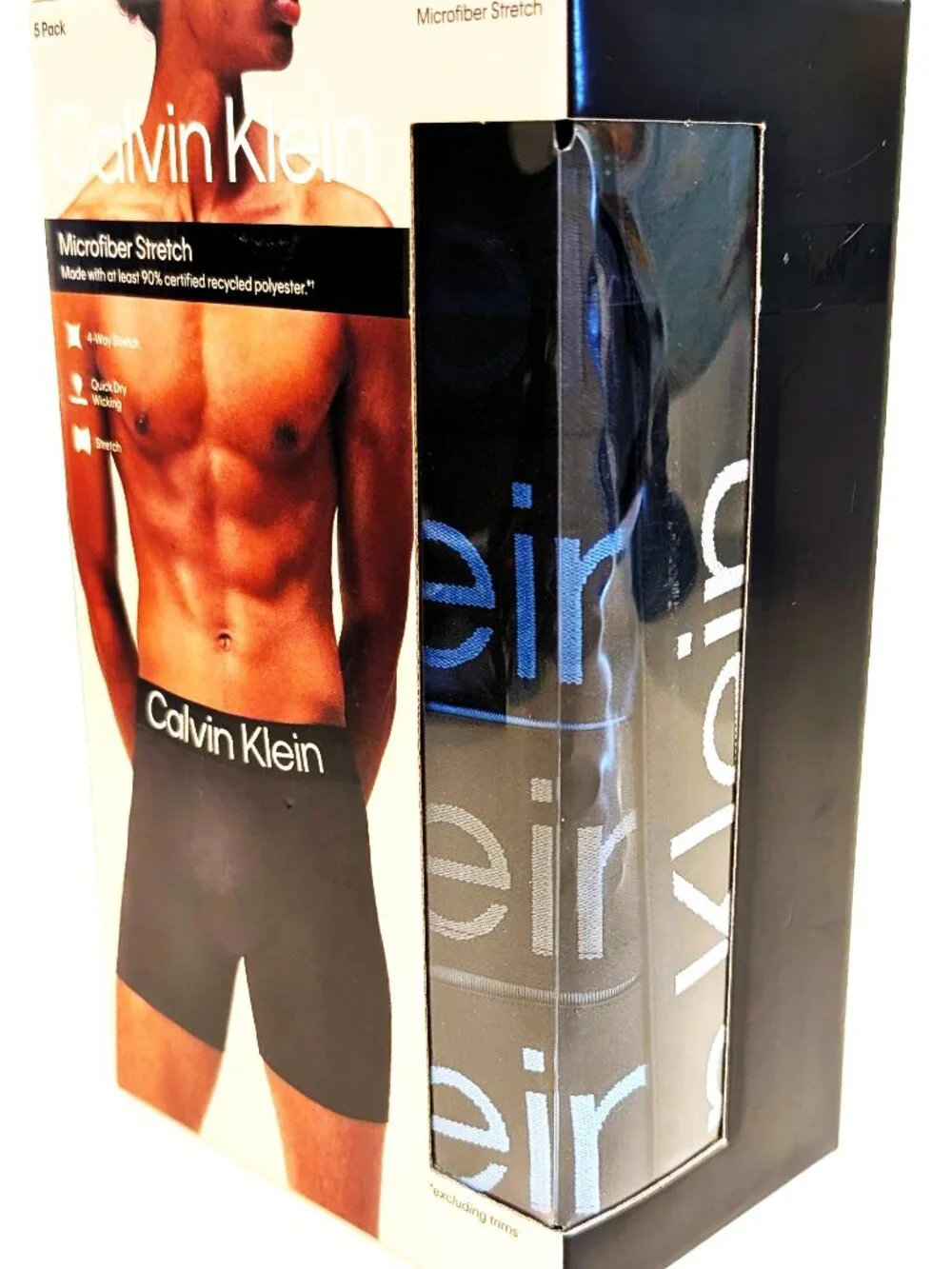 Calvin Klein Men's Microfiber Stretch Boxer Briefs 5-Pack Blue Black Gray L New